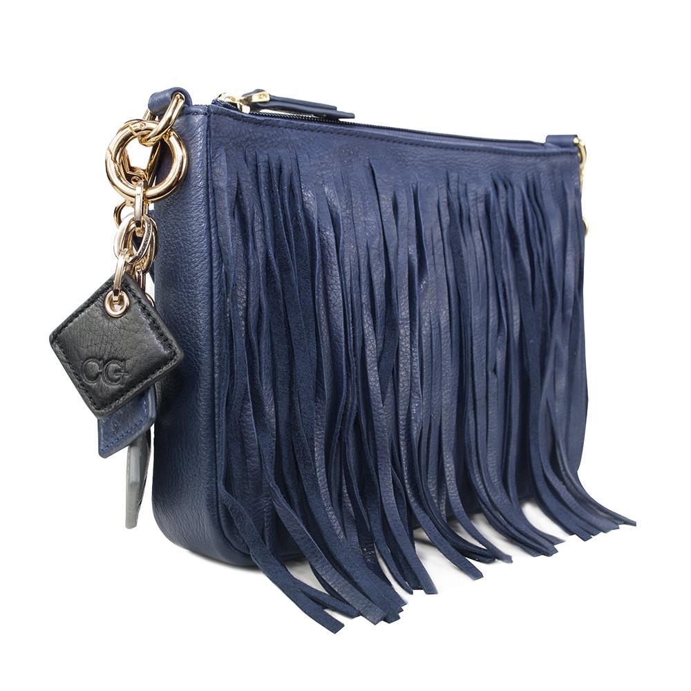 Willow Fringe Leather Handbag - Sapphire