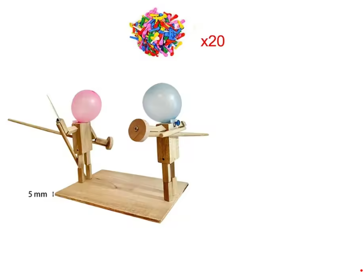 Handmade Balloon Head Wooden Fighter Puppets