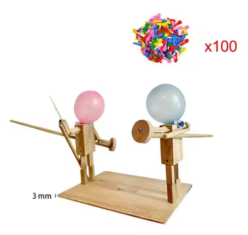 Handmade Balloon Head Wooden Fighter Puppets