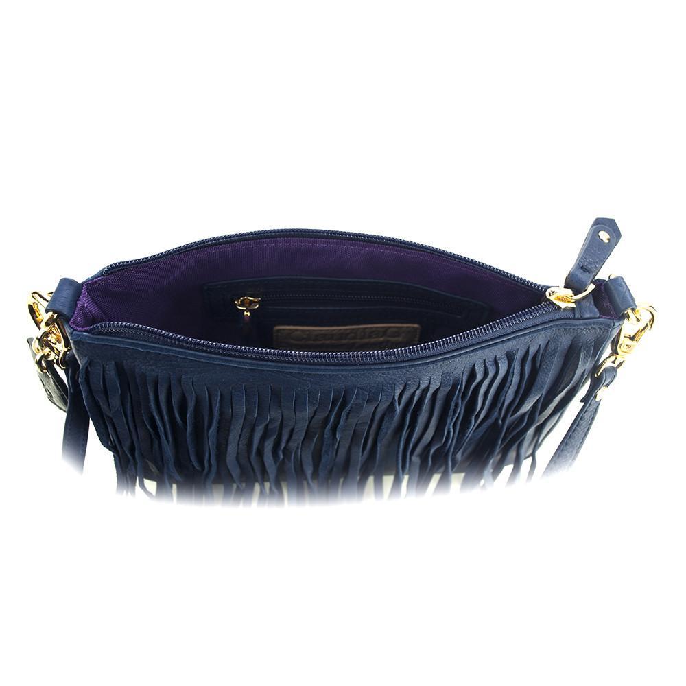 Willow Fringe Leather Handbag - Sapphire